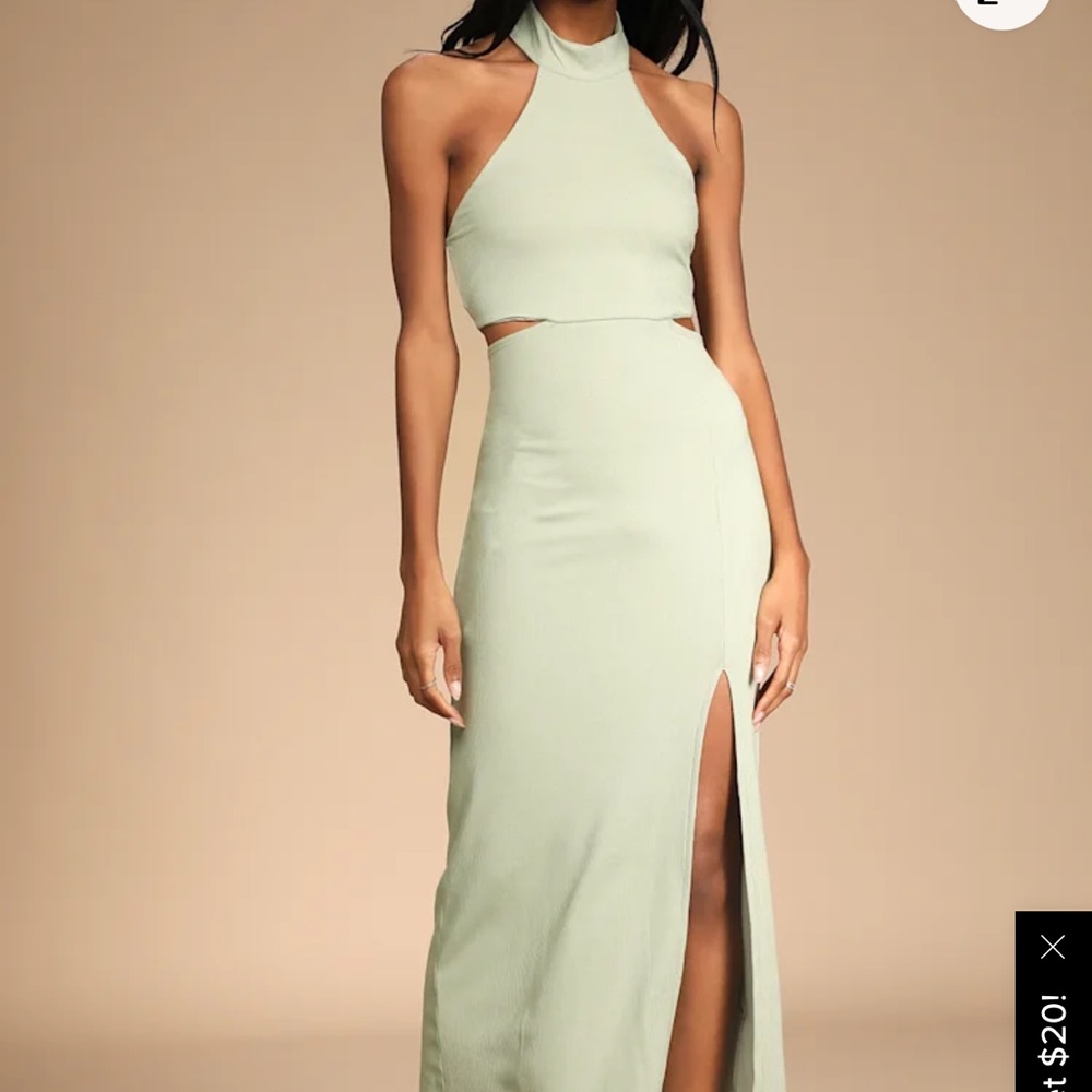 Chic Sage Backless Cutout Maxi Dress